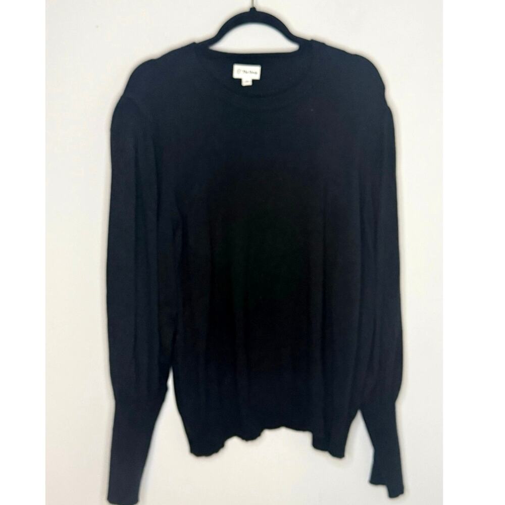 The Drop Black Crew Neck Long Bubble Sleeve Viscose Sweater KarenBritChick Sz 2X